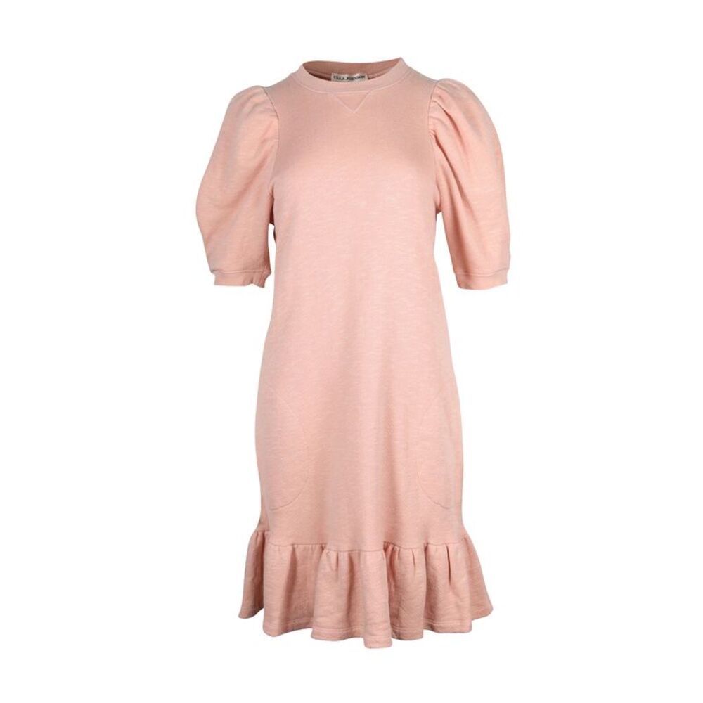 Ulla Johnson Knitted Puff Sleeve Dress in Pink Cotton